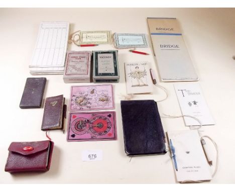 A group of various 1920's/30's playing card items for bridge, bezique etc 