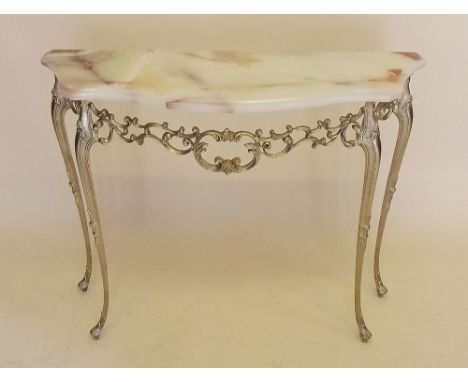 A gilt metal hall console table with onyx top 91cm wide