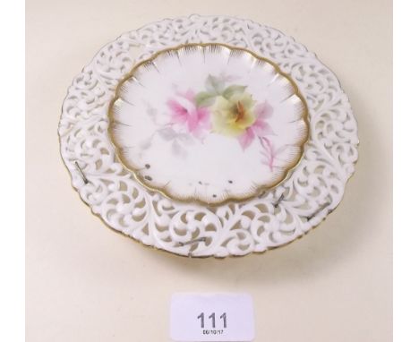 A Graingers Worcester small plate with pierced border - a/f - 15cm
