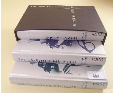 Three Ripley novels by Patricia Highsmith - Ripley Underground, The Talented Mr Ripley and Ripley's Game.  Published by The F