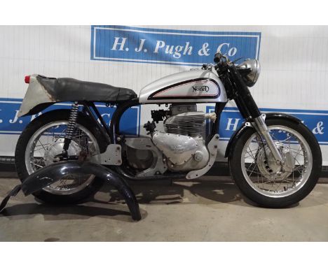 Noriel motorcycle project. 1958. With Norton Dominator 99 Wideline featherbed frame and 1952 Ariel Square 4 engine. Engine wa
