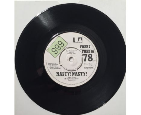 999 - NASTY NASTY 7" PROMO (UNITED ARTISTS - FREE7). Virtually non-existent 1977 promo from 999 - only 50 copies of this were