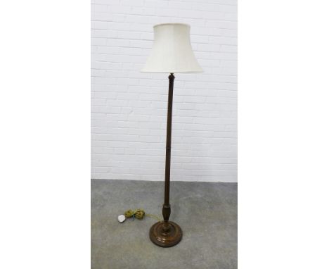 Mahogany standard lamp and shade 145cm 