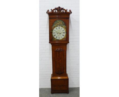 Scottish early 19th century mahogany longcase clock, by John Miller of Kilwinning, Lady of the Lake painted dial 