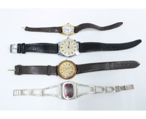Ladies vintage silver Rotary wristwatch and three other wrist watches (4) 