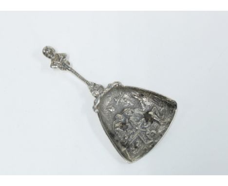 Scottish silver Rabbie Burns caddy spoon, Glasgow 1873, 8cm 