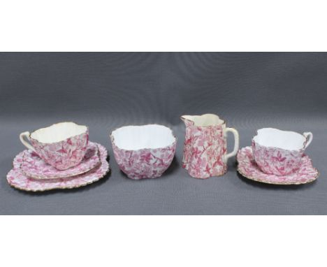 Foley Wileman part teaset comprising two cups, two saucers, side plate, cream jug and sugar bowl, with Reg No. 49676 (7) 