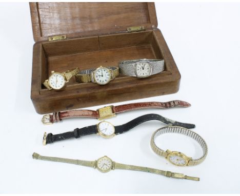 Seven ladies wristwatches, to include Rotary, Montine and Tissot, etc, together with a hardwood box (8) 