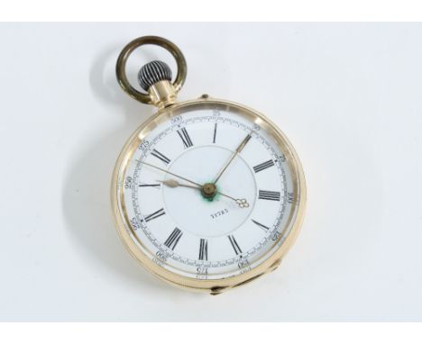 14ct open face chronometer pocket watch with roman numerals and 0 - 300 outer dial, numbered 71783, inner case stamped 14k