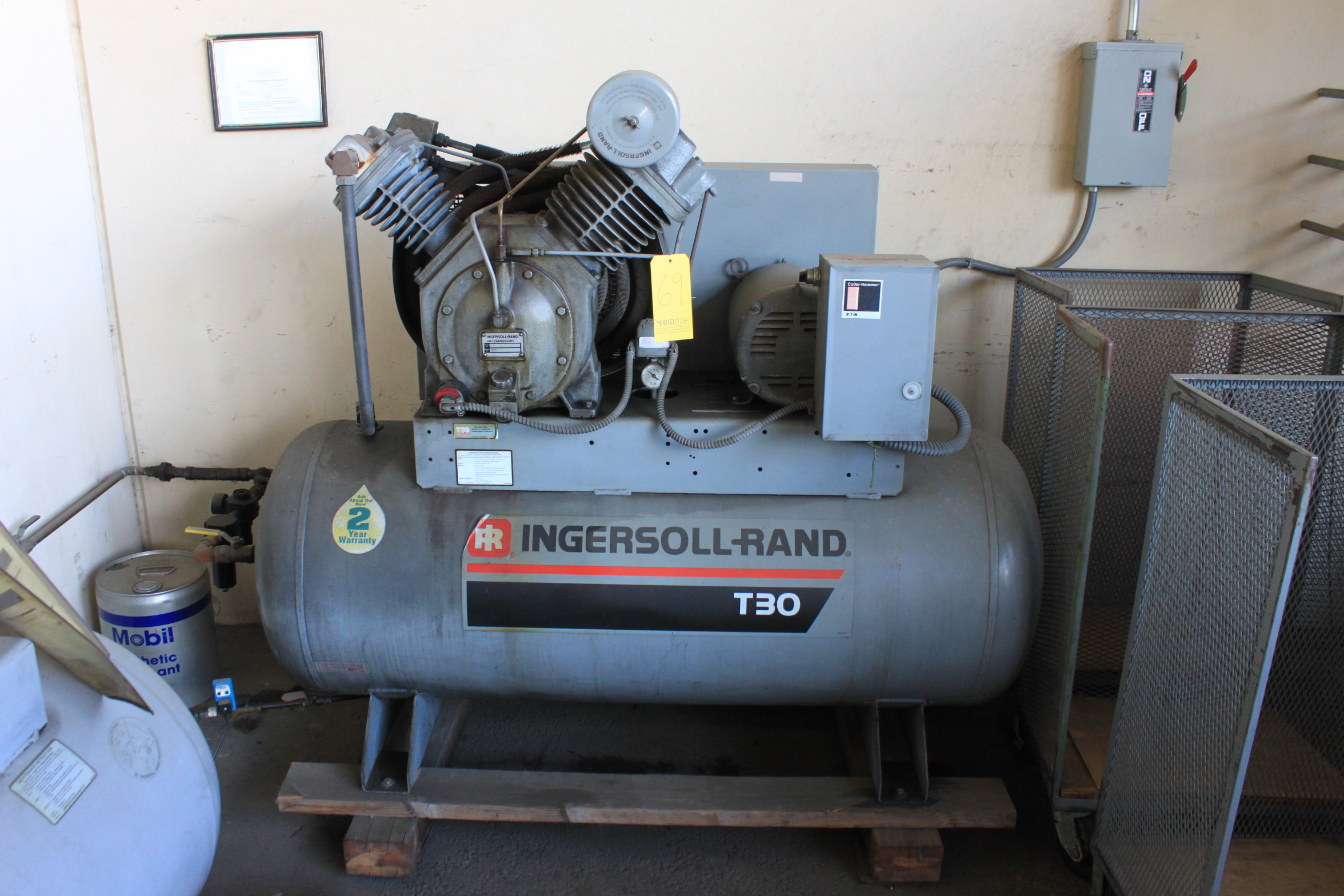 Ingersoll Rand T30 Air Compressor, 10 Hp, Horizontal Tank, Model 