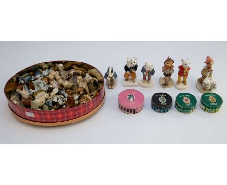 A large collection of Wade Whimsies including Rupert the Bear figures, Hummel figures