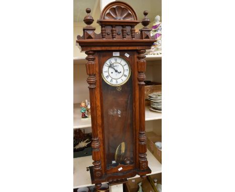 Vienna wall clock with pendulum, wood cased