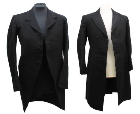 A grooms wedding outfit 1907 including a mourning coat, with tails, worn by Percy Walter Ratcliffe, with matching waistcoat, 