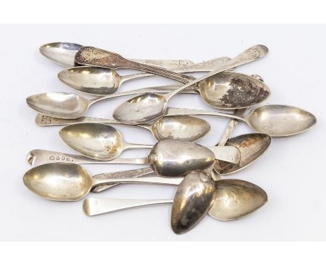 A collection of Georgian silver teaspoons to include, various dates and makers including; Soloman Hougham, Duncan Urquhart & 