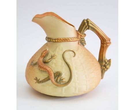 Royal Worcester blush ivory jug with lizard detail