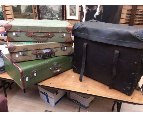 Collection of early to mid 20th Century travel cases including a large trunk