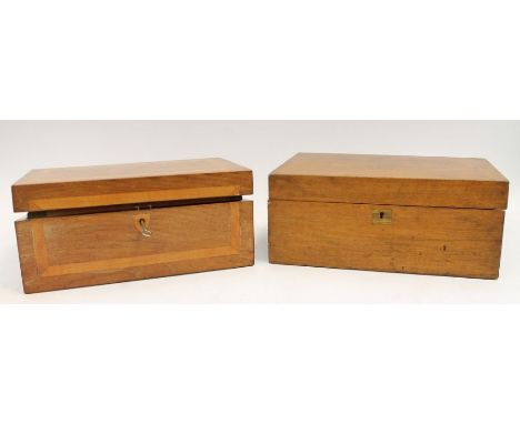 Two late 19th Century light mahogany writing boxes (AF)