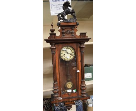 Early 20th century mahogany 8-day German wall clock