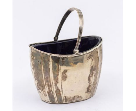 A Georgian silver sugar basin with swing handle, marked to the base, maker's mark JH possibly that of Joseph Hicks (Exeter), 