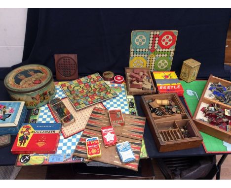 A collection of late 19th Century and early 20th Century game compendiums, boxed games, tins etc&nbsp;as well as a boxed Corg