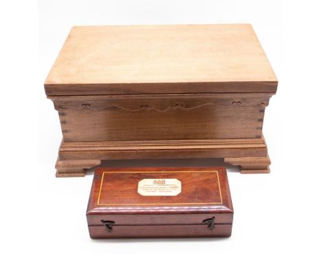 A Sikes 19th century Hydrometer complete in&nbsp; a mahogany box, Hatton Garden, London, along with a large pine trinket box.