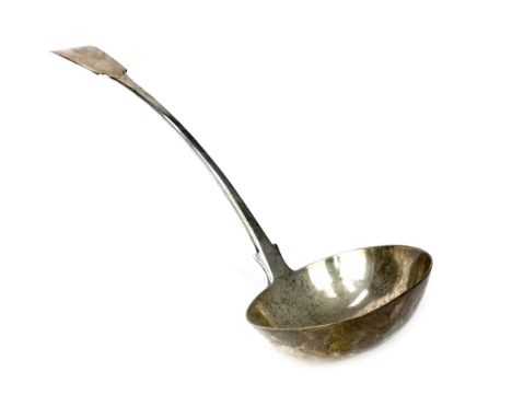 EARLY/MID 19TH CENTURY SCOTTISH PROVINCIAL SILVER LADLE, maker Alexander Cameron, Dundee, with engraved initial 'C' to termin