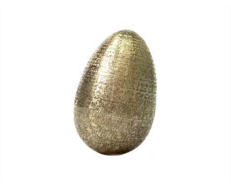 CONTEMPORARY SILVER 'SURPRISE EASTER EGG' BY STUART DEVLIN, London 1979, the shell opening to reveal a mouse running up a lon