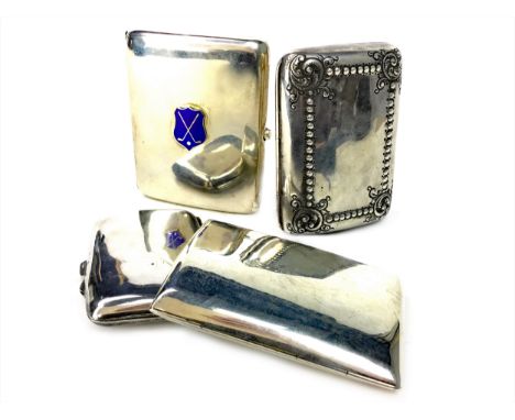 VICTORIAN SILVER CIGARETTE CASE, maker Deakin &amp; Francis, Birmingham 1896, the hinged cover with applied blue enamel shiel