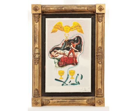 * SALVADOR DALI (SPANISH 1904 - 1989), L'ANGE  colour lithograph, signed in crayon 58.5cm x 44.5cm Mounted, framed and under 