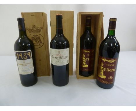 Four magnums of vintage reserve Rioja to include Marques de Murrieta Ygay 1989, Torre Muga 2001 and two bottles of Yllera 198