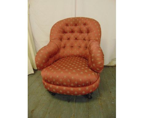 Victorian mahogany button back upholstered occasional chair