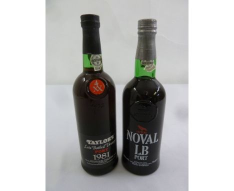 Taylors late bottled vintage port 1981 70cl and Noval LB port 70cl