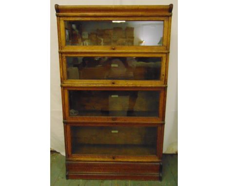 Globe Wernicke rectangular four section oak bookcase