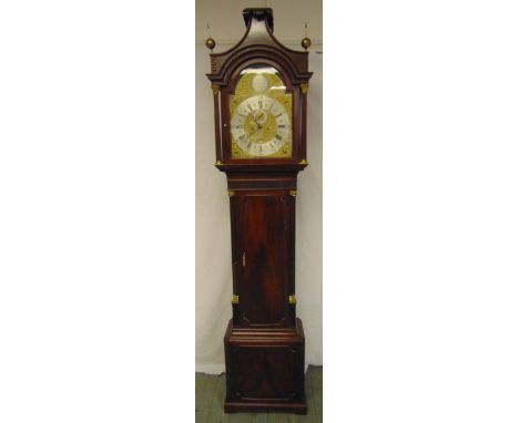 Mahogany long case clock by John Pashler London, silver chapter ring, Roman numerals, subsidiary dial and date aperture, the 