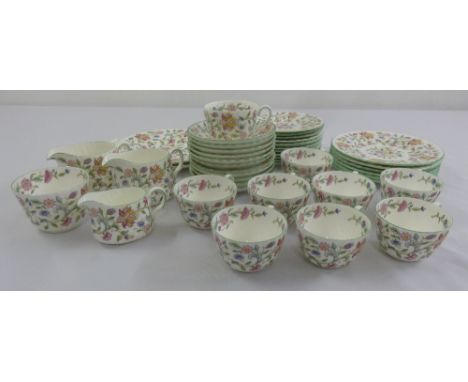 Minton Haddon Hall teaset to include cups, saucers, plates, jugs, sugar bowl  (44)