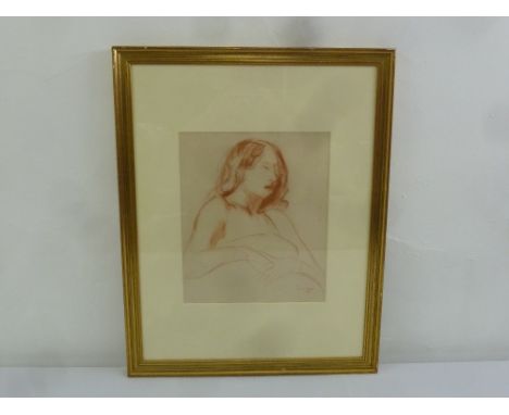 Paul Maze framed and glazed sketch of a female figure, signed bottom left from a private collection (note to verso), 33 x 28c