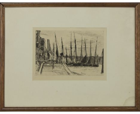 JAMES ABBOTT MCNEILL WHISTLER (AMERICAN 1834 - 1903), AT DOCK etching on paper, signed and dated 1859 in the plate image size