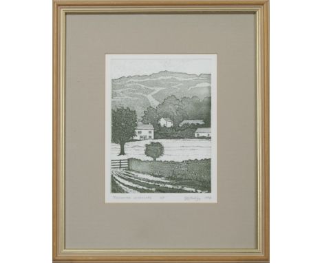 DAVID PHILLIPS, YORKSHIRE LANDSCAPE etching with aquatint on paper, signed, titled, numbered artist's proof and dated 1998 im
