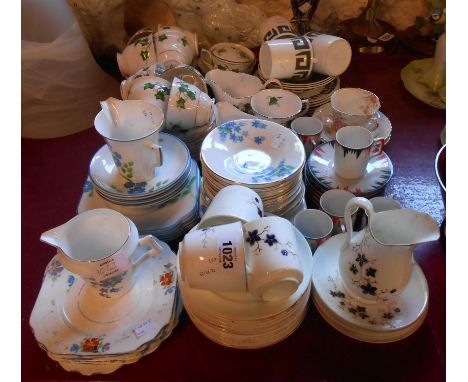 A large quantity of assorted teawares including Susie Cooper part coffee set, Colclough ivy pattern and Victoria china Art De