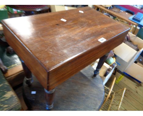 A 19th Century mahogany bidet with china liner, set on ring turned legs