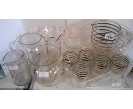 A selection of glassware including Art Deco part lemonade set, jugs, celery vase, etc.