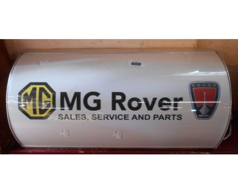 A light up MG Rover Sales, Service and Parts POS display sign