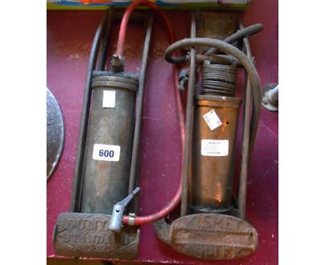A vintage Dunlop Standard brass and iron automobile foot pump - sold with a Kismet Duplex similar