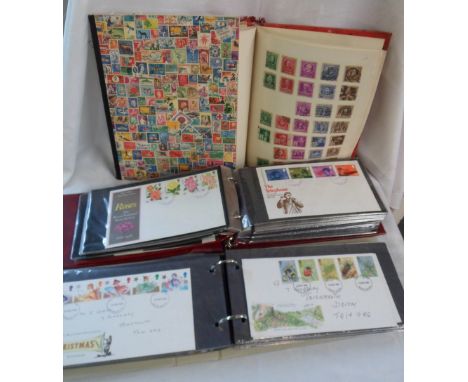 Two ring bound covers albums containing a collection of mint decimal stamp packs and some 1970's/80's FDCs - sold with a stoc