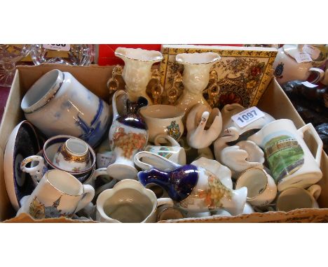 A quantity of ceramic items including Crown Staffordshire miniature hand painted vase, Royal Worcester cup and saucer, Bellee