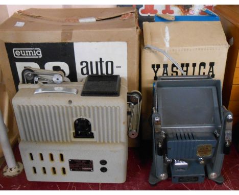 A vintage Eumig P8 automatic projector - sold with a Yashica 8mm Model 2 film editor