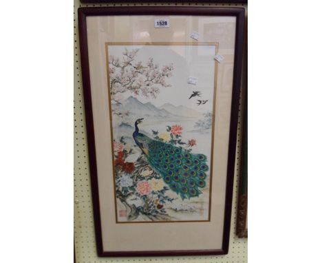 Wei Tseng Yang: a framed coloured print on silk entitled The Awakening Of Spring - signed and with seal stamps - bearing 1981