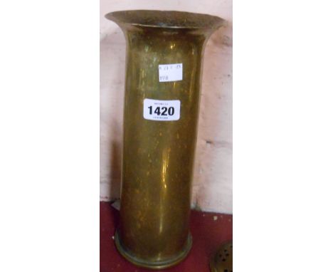 A WWI trench art vase formed from a shell dated 1917