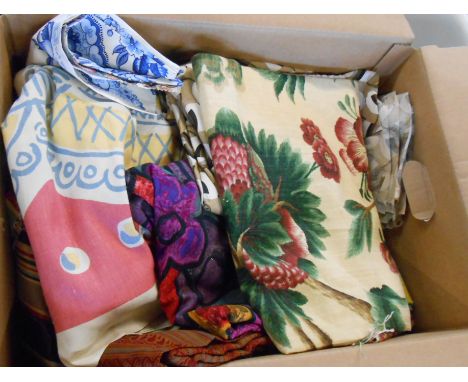 A quantity of assorted textiles including Liberty of London, Laura Ashley, etc.