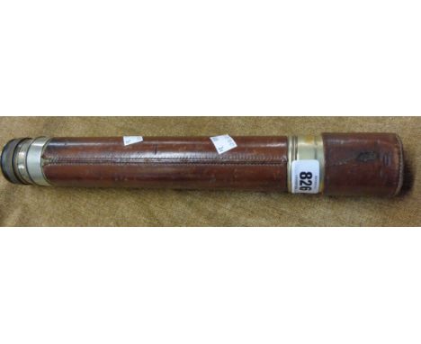 A WW II period leather clad military telescope marked for W. Ottway &amp; Co. Ltd. Ealing, London 1944 with WD arrow mark